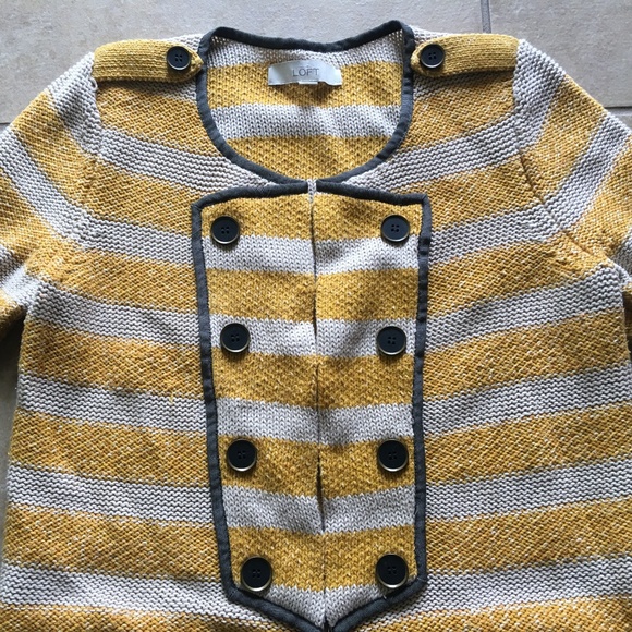 Cropped Sleeve Striped Cotton Sweater - Picture 2 of 5